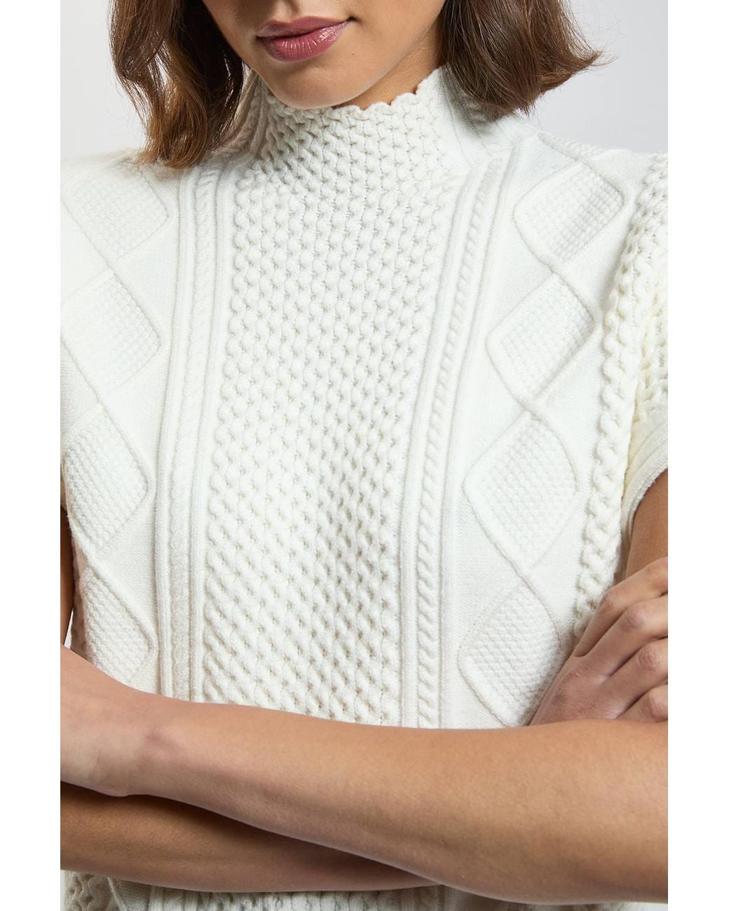 Karen Millen White Cable Knit Tank Jumper