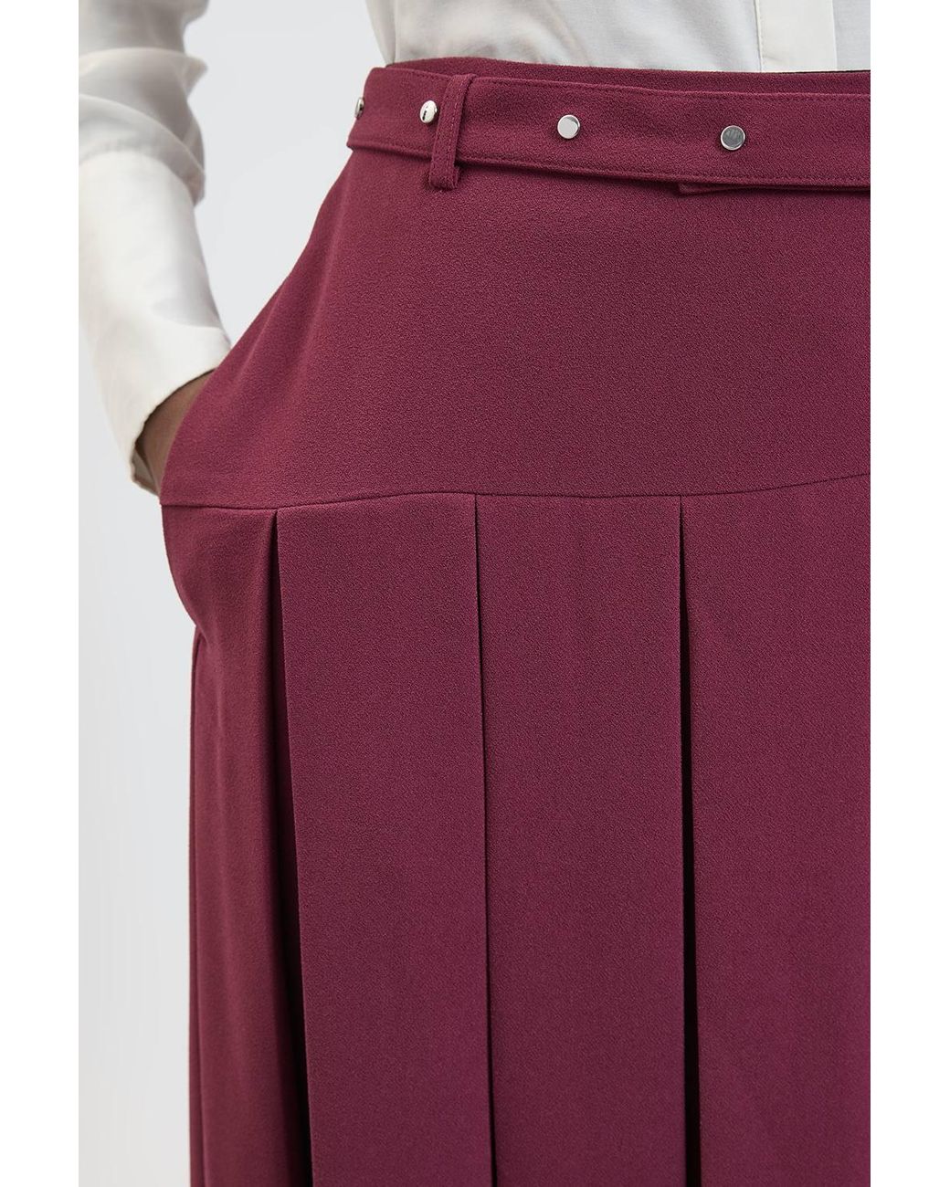 Karen Millen Tailored Crepe Pleated Kilt Skirt