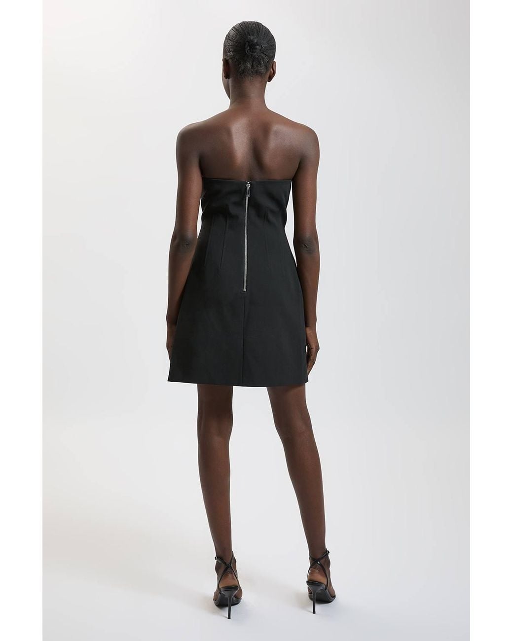 Karen Millen Black Compact Stretch Bandeau Mini Dress
