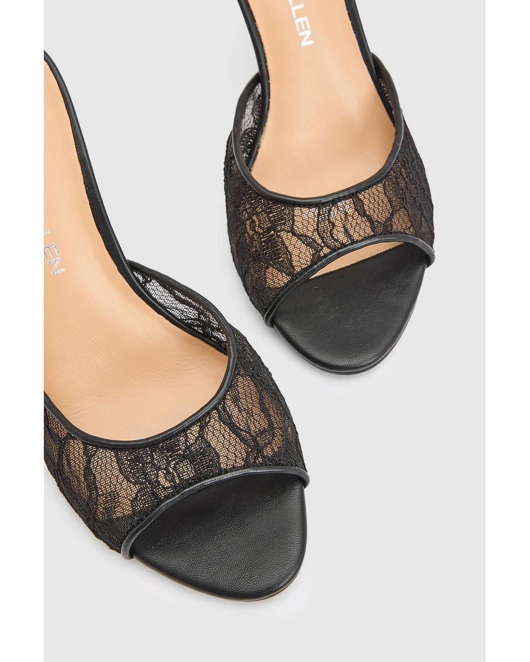 Karen Millen Black Lace Peep Toe Mule
