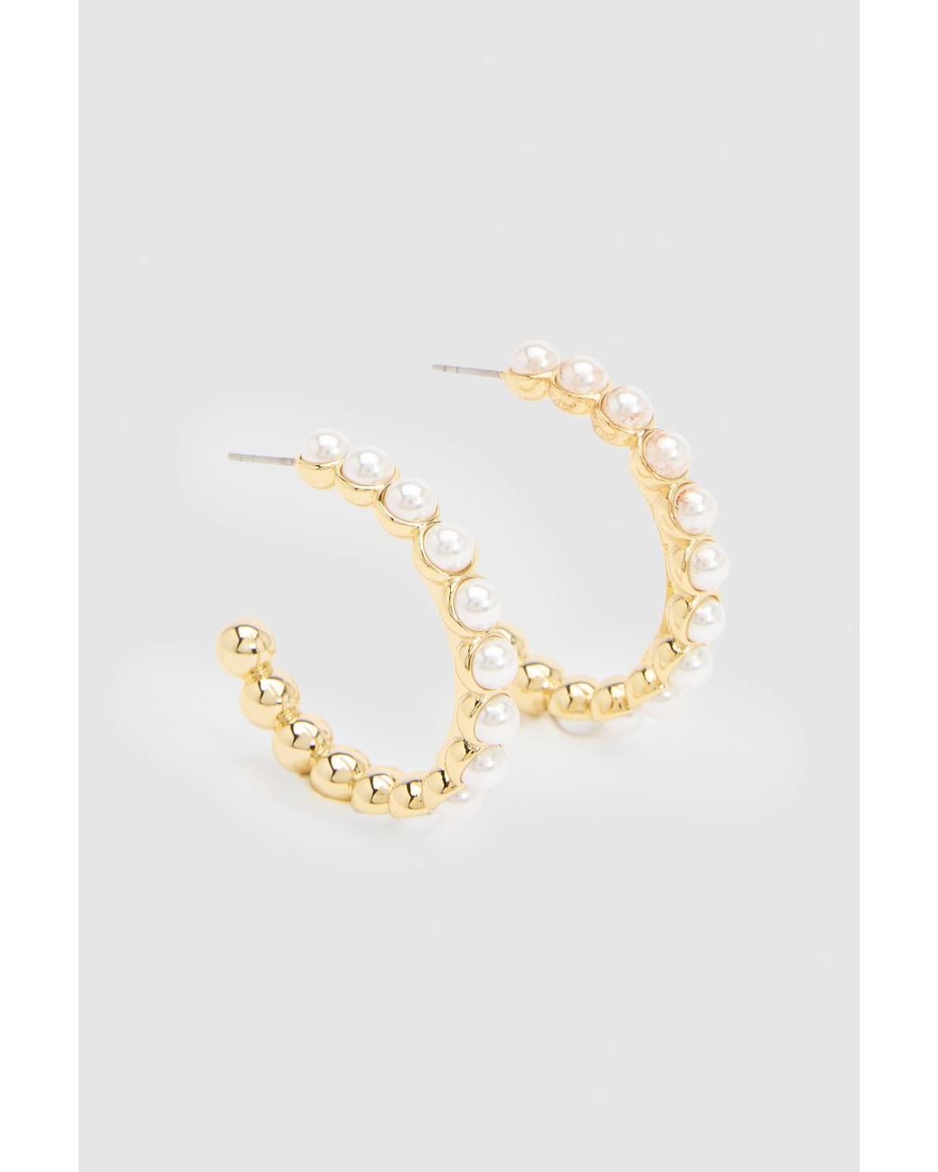 Karen Millen White Loop Pearl Hoop Earrings