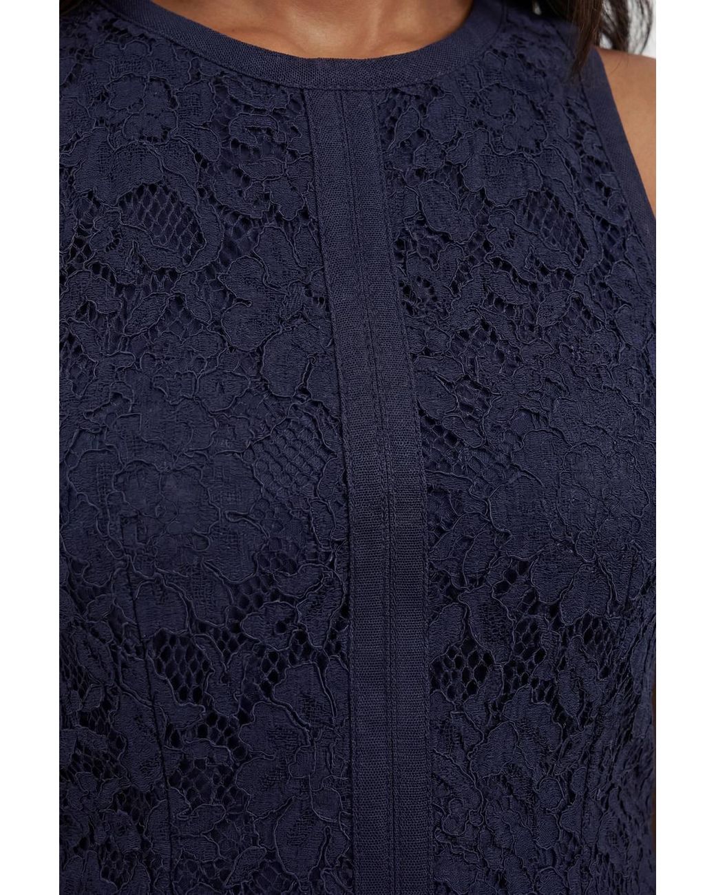Karen Millen Blue Lace Sleeveless Woven Midi Dress