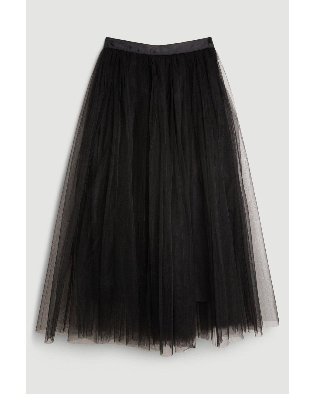 Karen Millen Black Tulle Woven Maxi Skirt