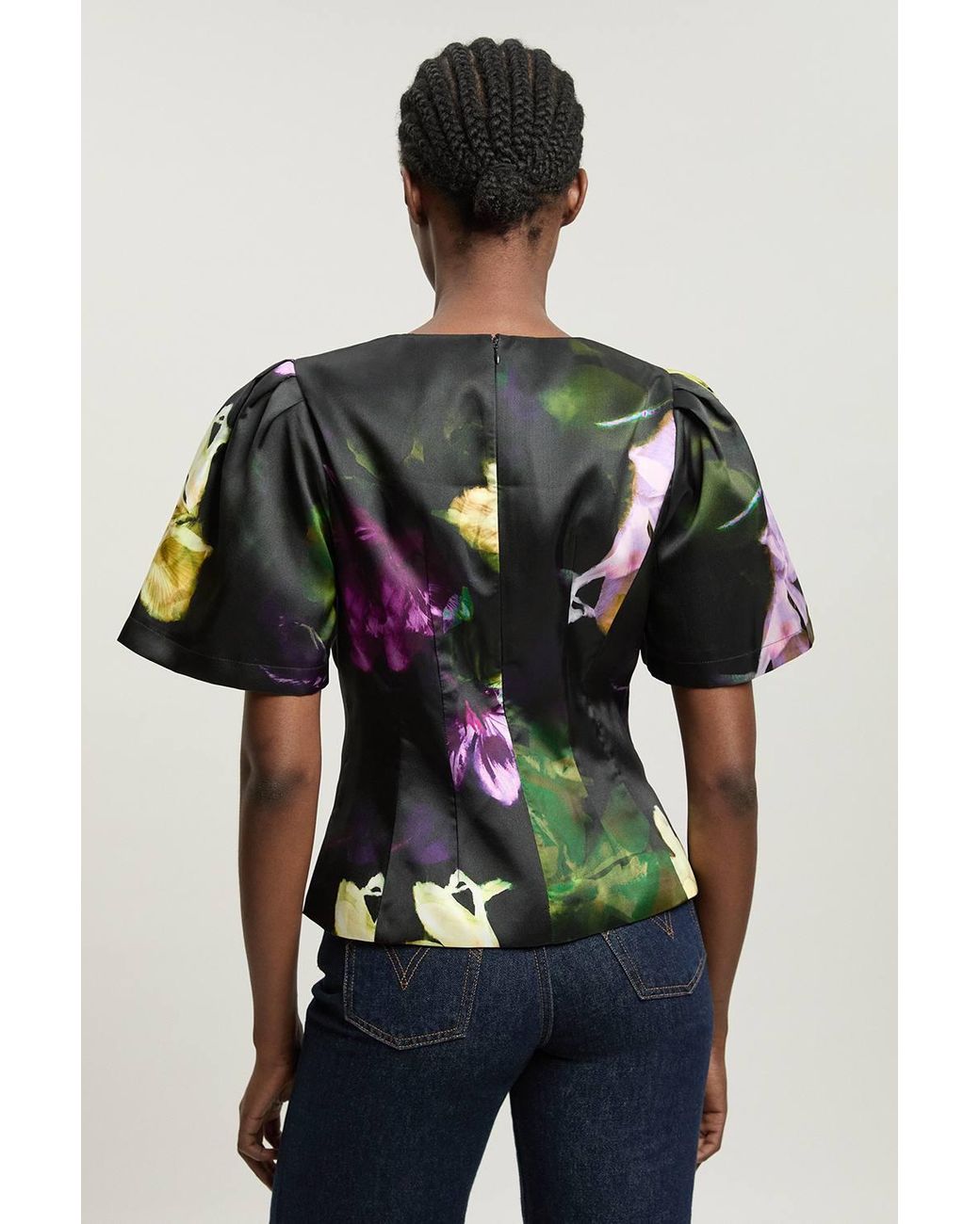 Karen Millen Multicolor Floral Print Twill Top