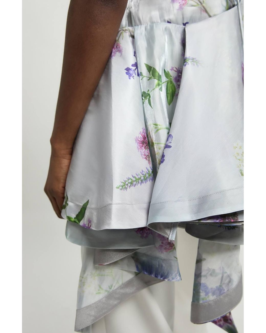 Karen Millen White Printed Metallic Floral Woven Top