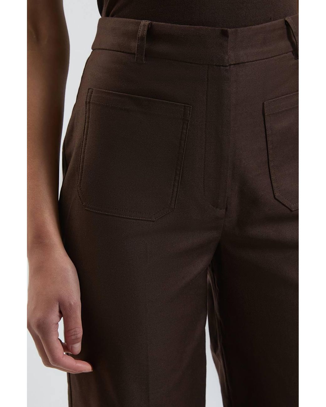 Karen Millen Brown Stretch Twill Tailored Pocket Trouser