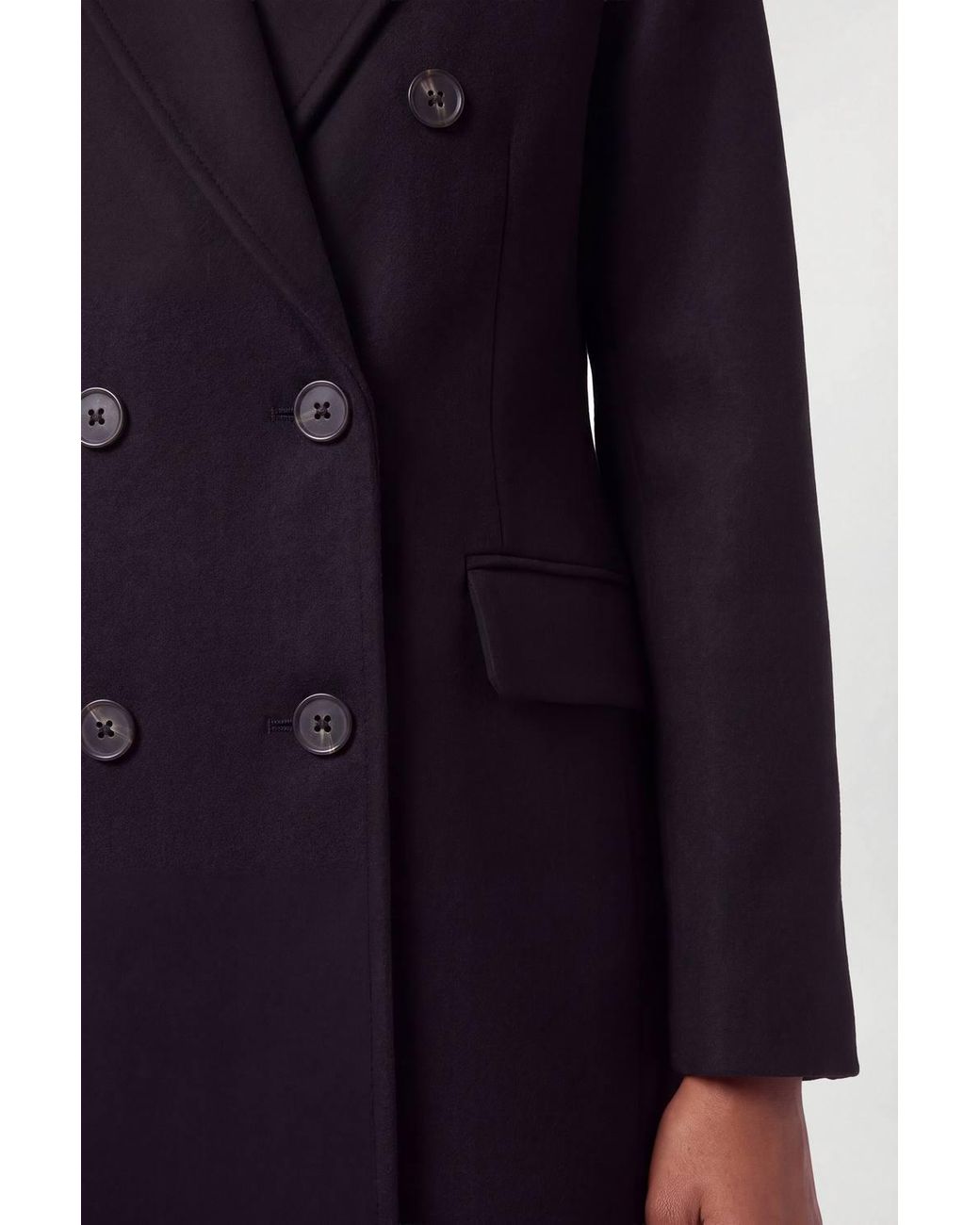 Karen Millen Blue Wool Fitted Double Breasted Tailored Midi Coat