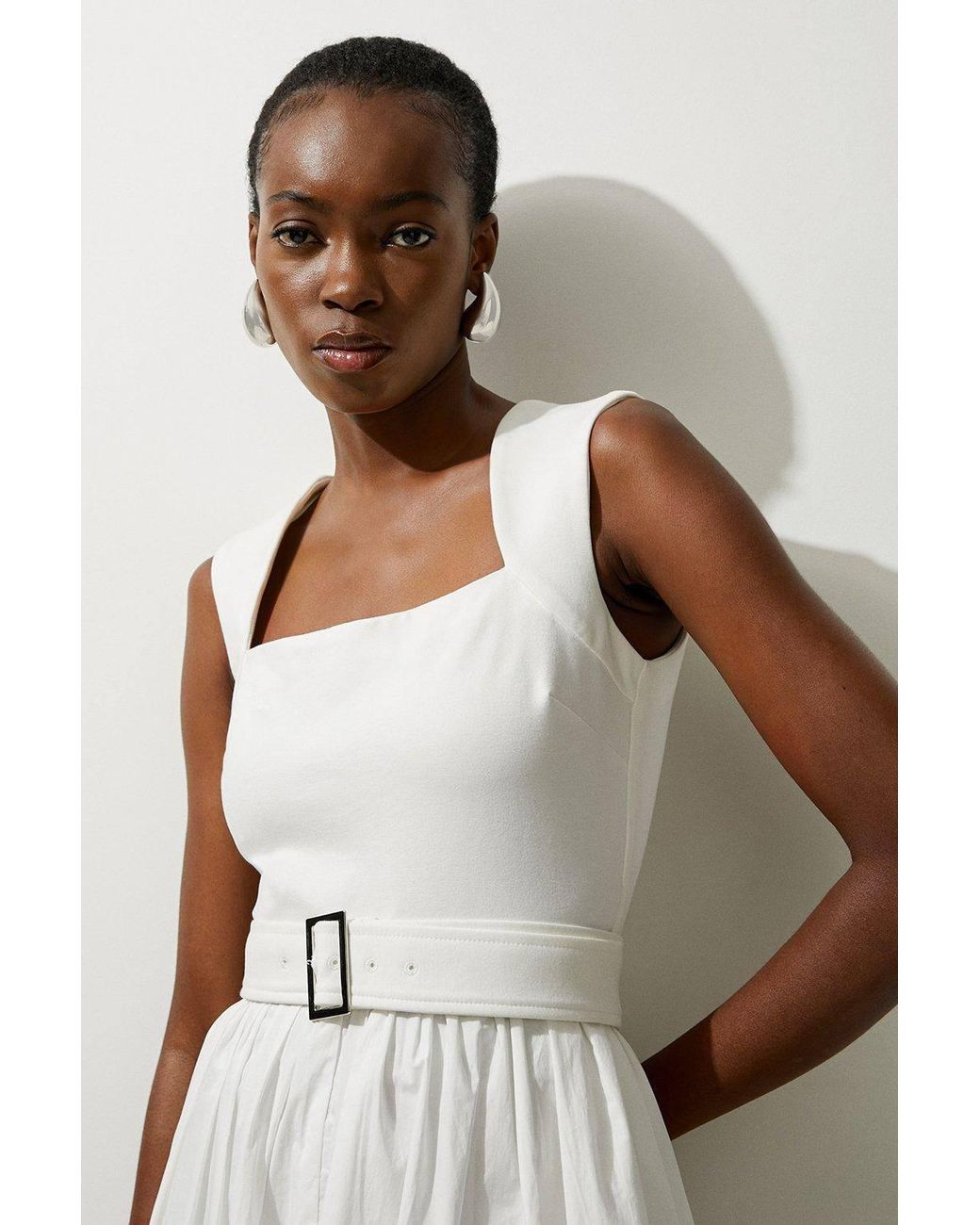 Karen Millen Gray Scoop Neck Jersey Cotton Mix Maxi Dress