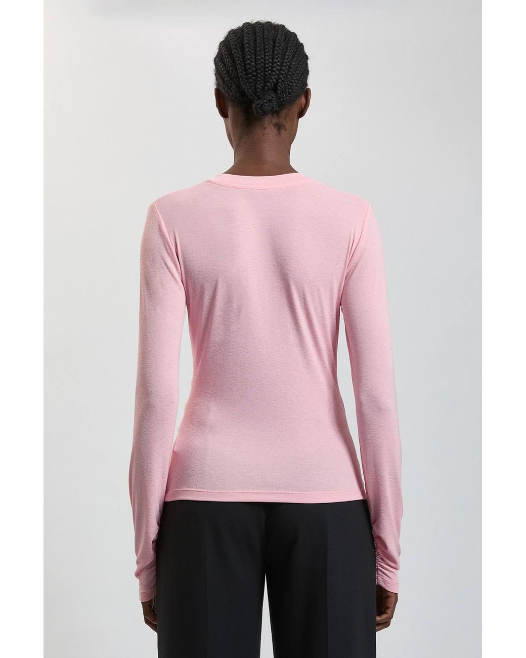 Karen Millen Pink Crepe Jersey Ruche Front Top