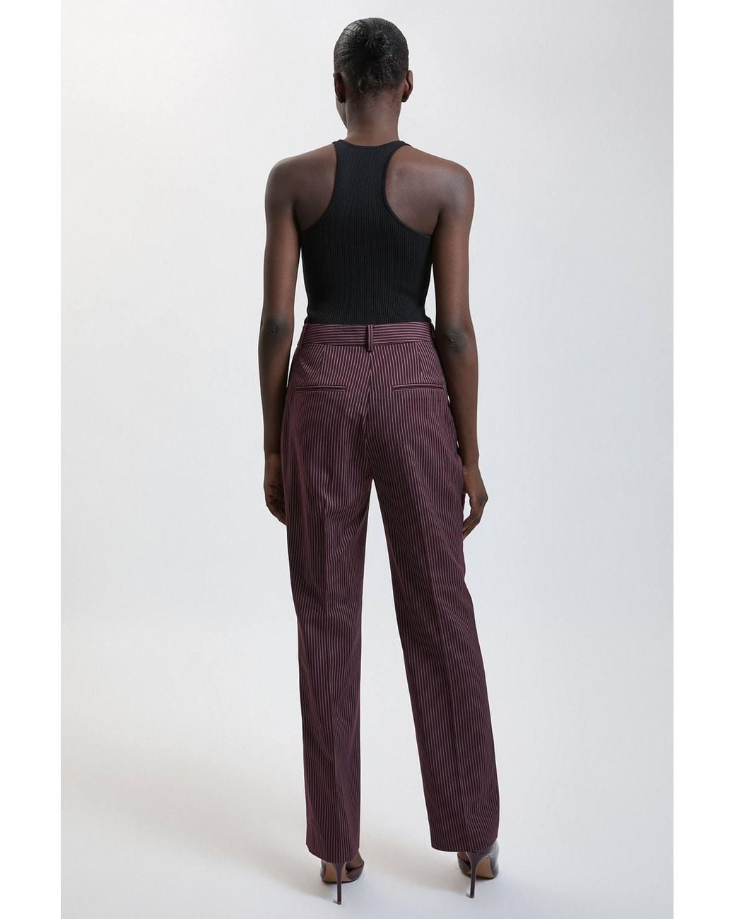Karen Millen Pinstripe Tailored Wide Leg Trouser