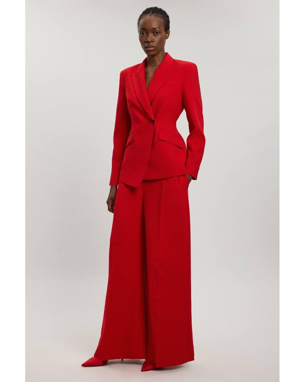 Karen Millen Compact Viscose Tailored Wide Leg Trouser