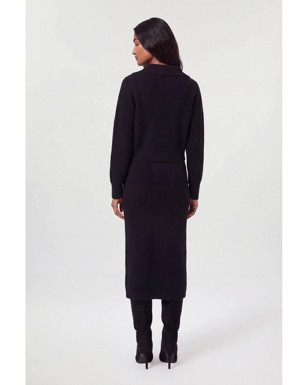 Karen Millen Blue Wool Blend Embellished Cosy Pencil Midi Skirt