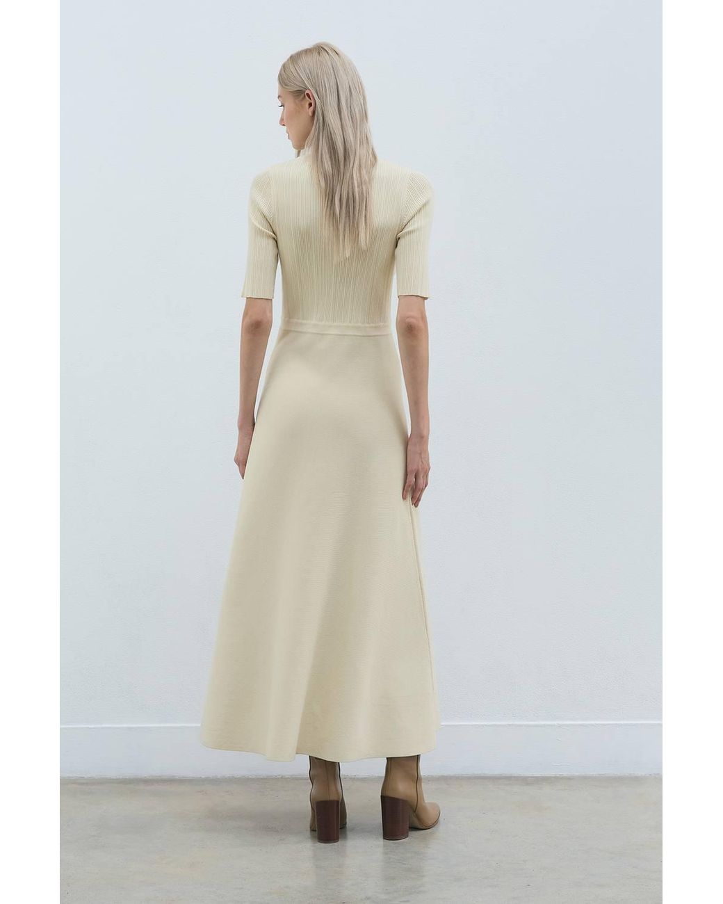 Karen Millen White Petite Forever Rib Knit Military Trim Maxi Dress