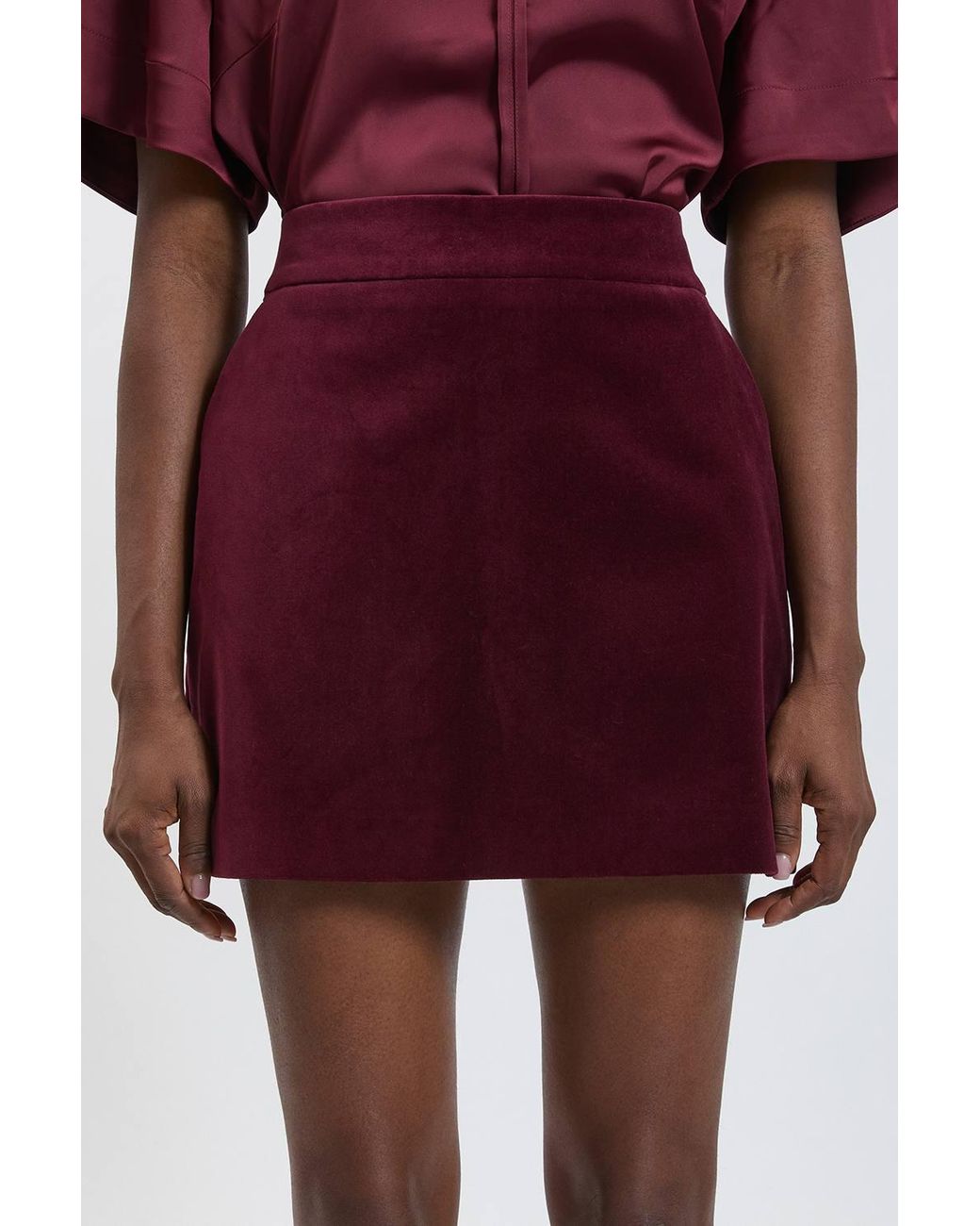 Karen Millen Tailored Velvet Mini Skirt
