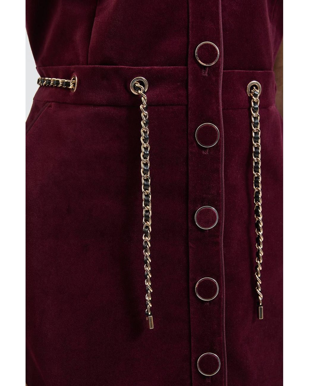 Karen Millen Tailored Velvet Button Through Mini Dress