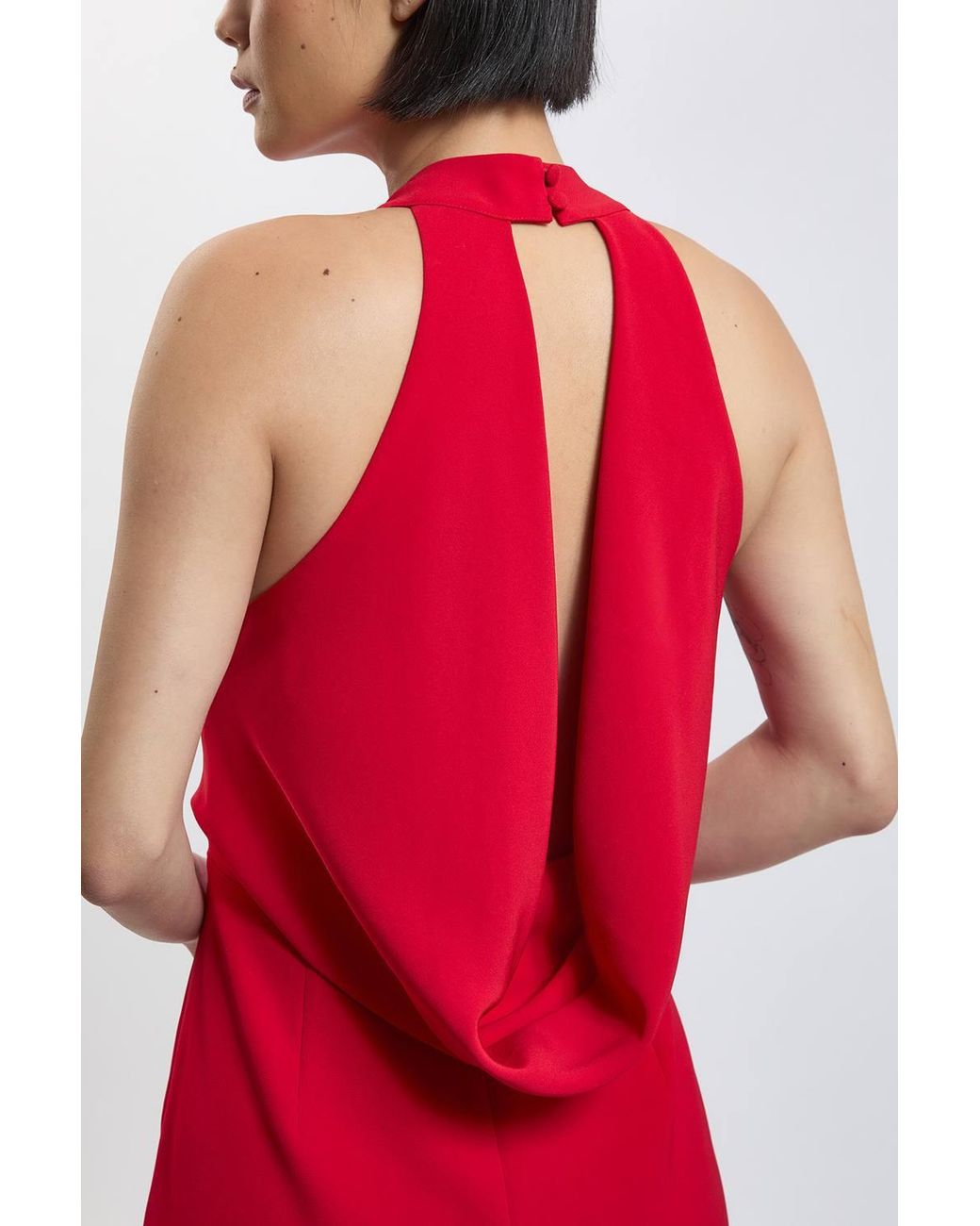 Karen Millen Petite Soft Tailored Halter Neck Open Back Maxi Dress