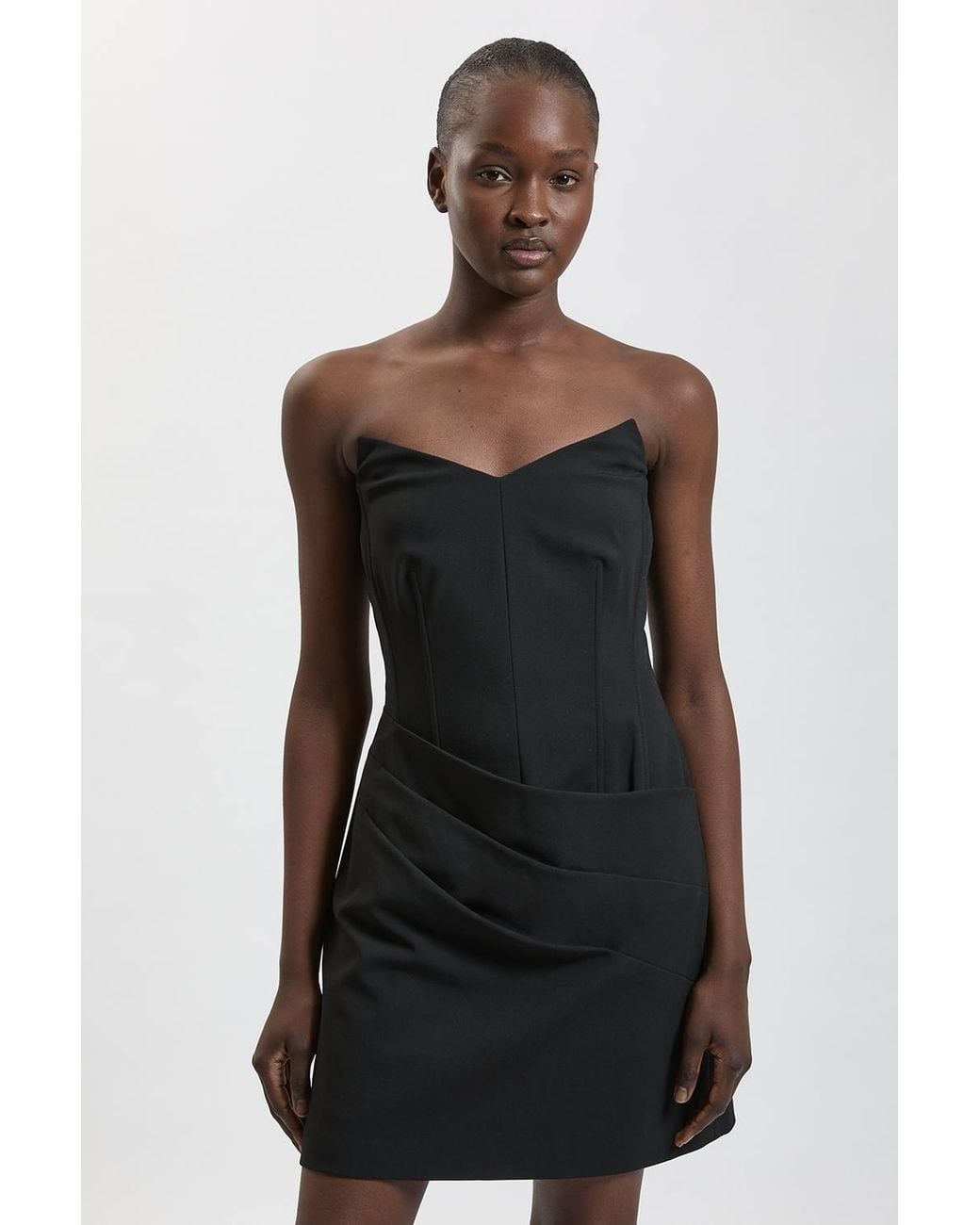 Karen Millen Black Compact Stretch Bandeau Mini Dress
