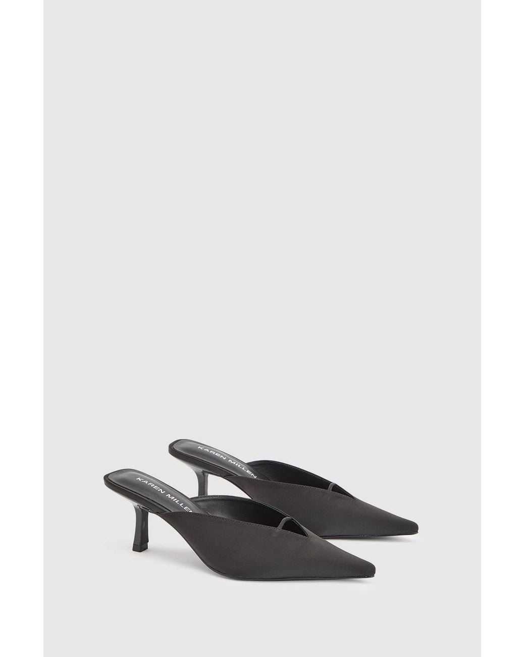 Karen Millen White Satin Closed Toe Heeled Mules