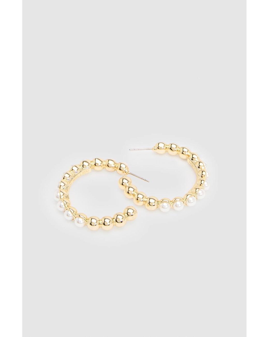 Karen Millen White Loop Pearl Hoop Earrings