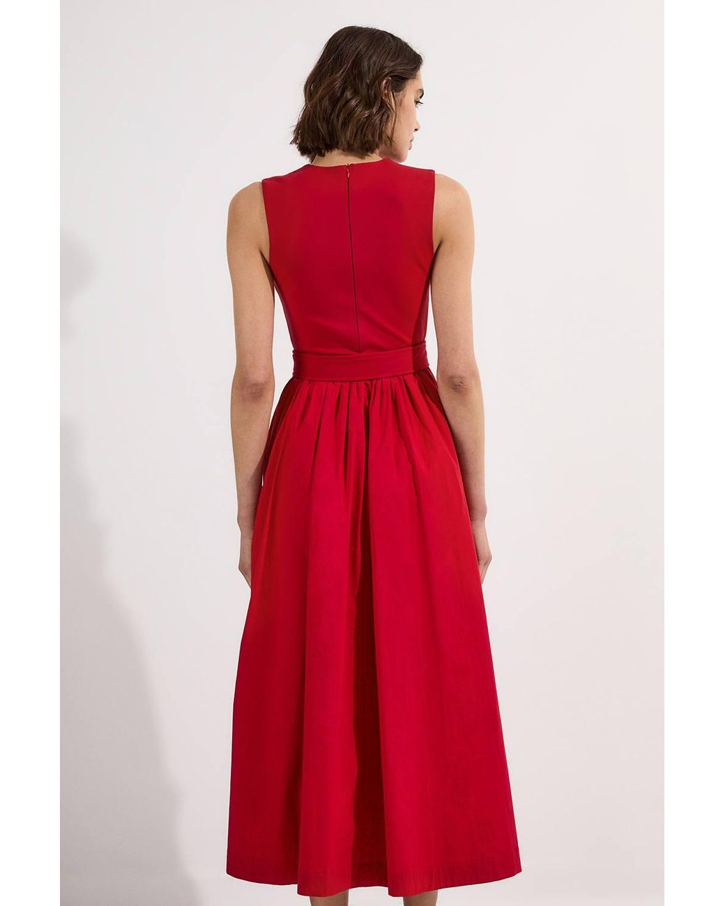 Karen Millen Red Scoop Neck Jersey Cotton Mix Maxi Dress