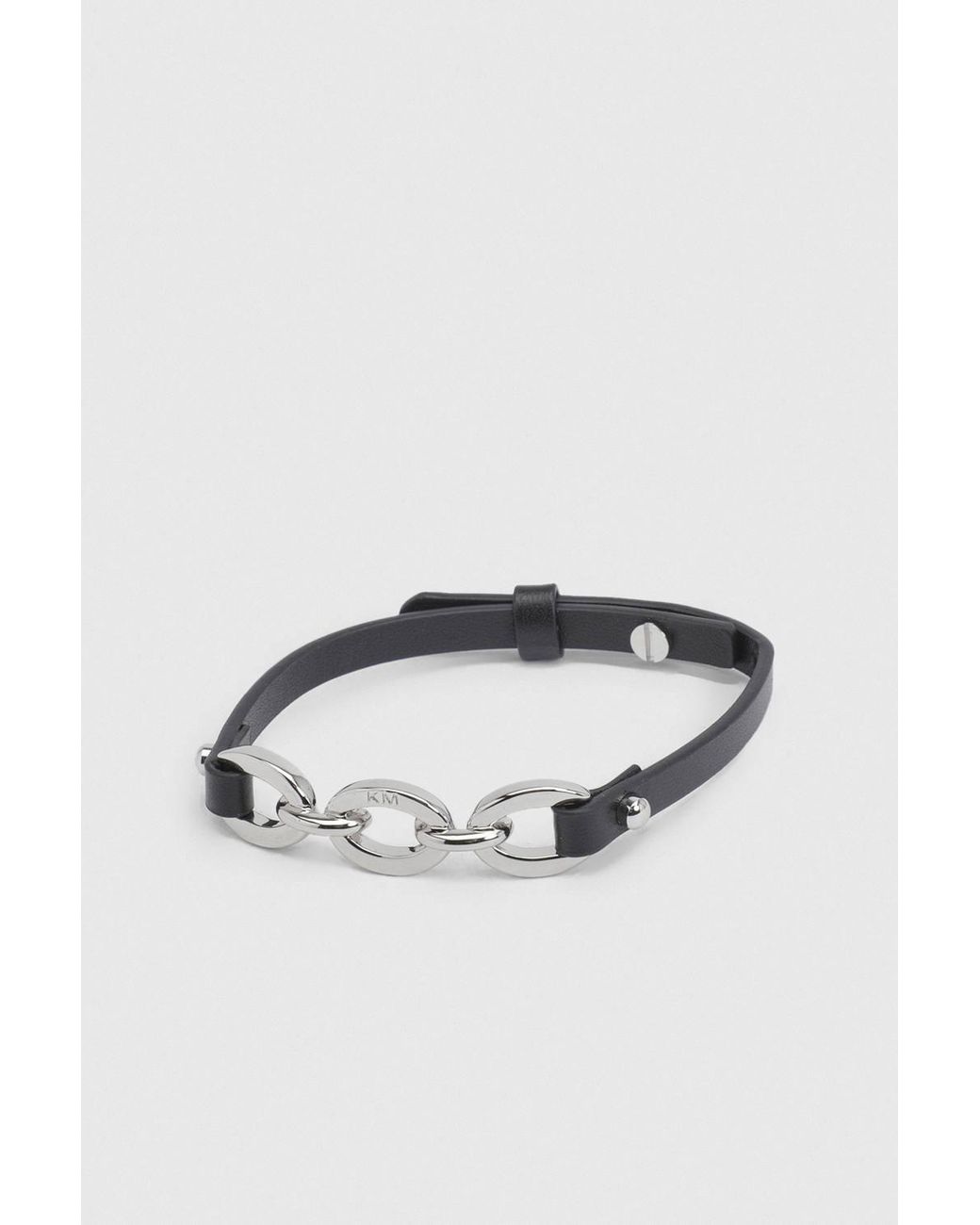 Karen Millen Brown Chain Link Leather Bracelet