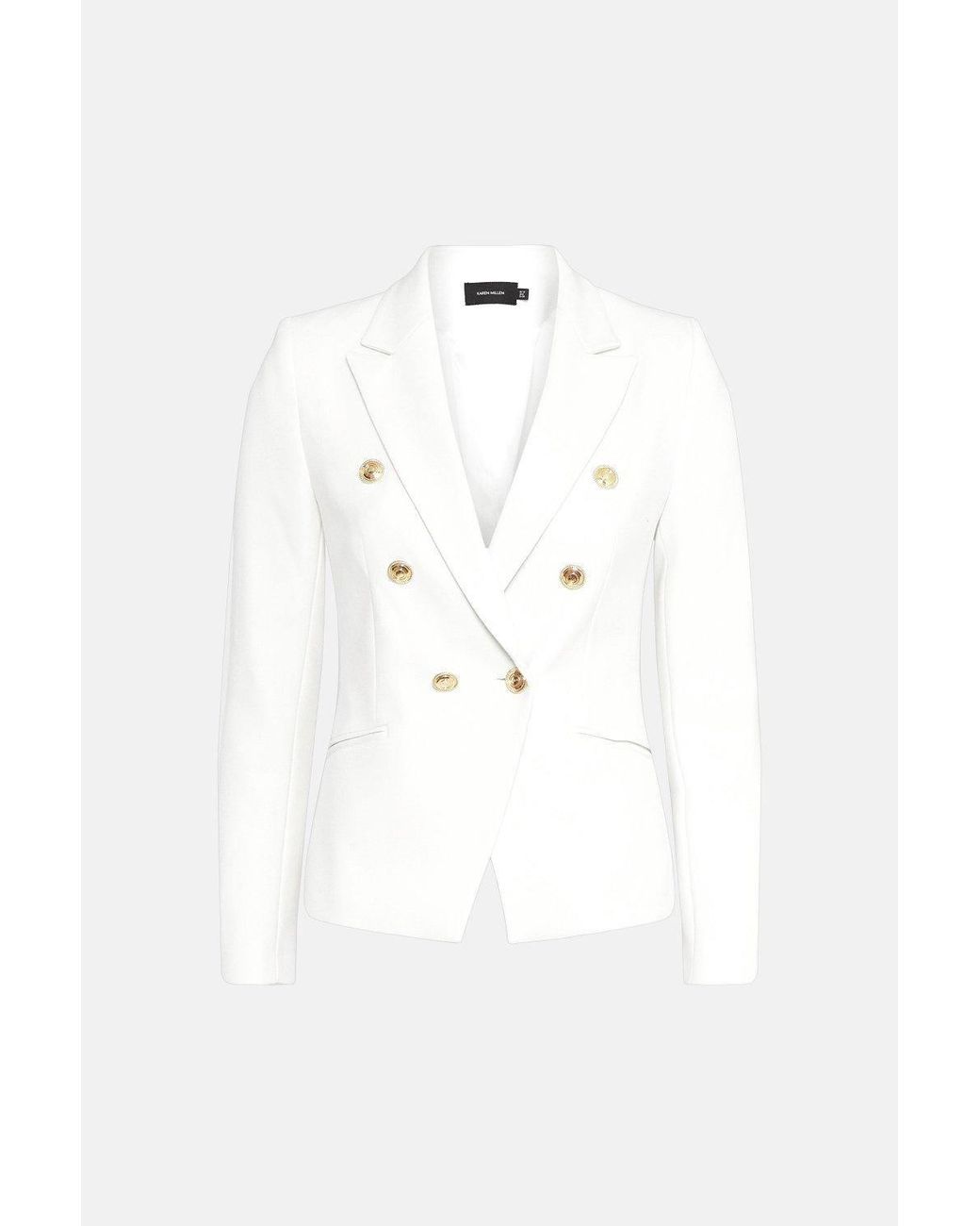 Karen Millen White Forever Tailored Button Military Blazer