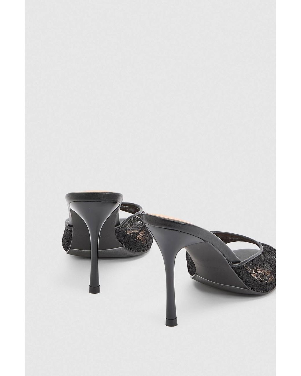Karen Millen Black Lace Peep Toe Mule