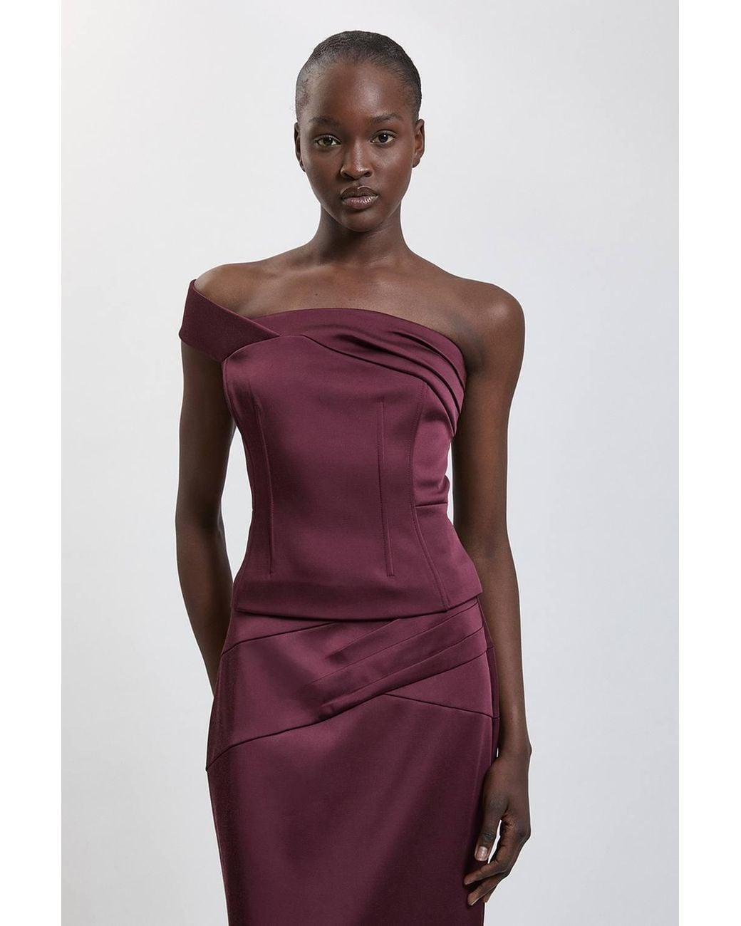 Karen Millen Purple Tailored Satin Bodice Top