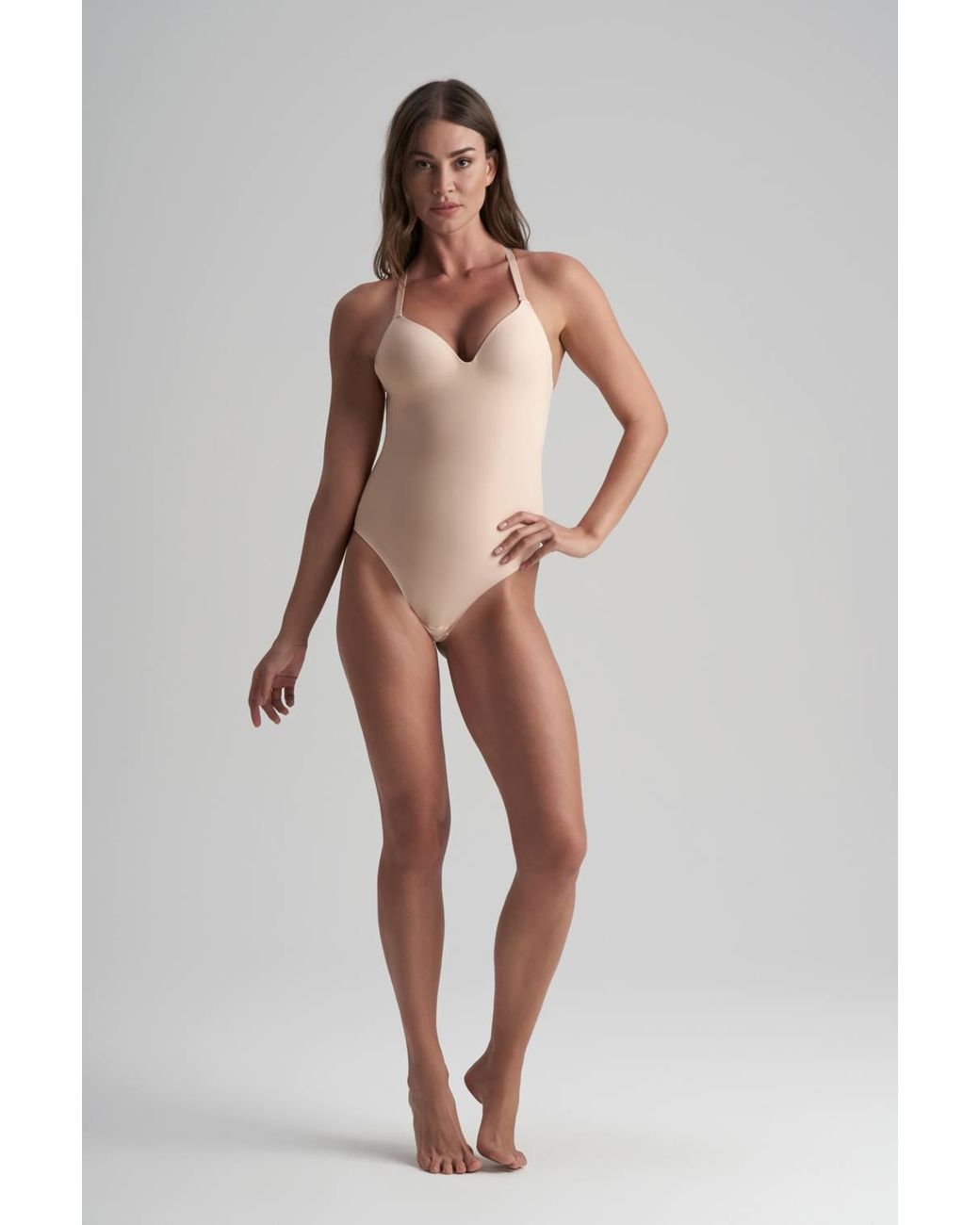 Karen Millen Natural Low Back Bodysuit Thong