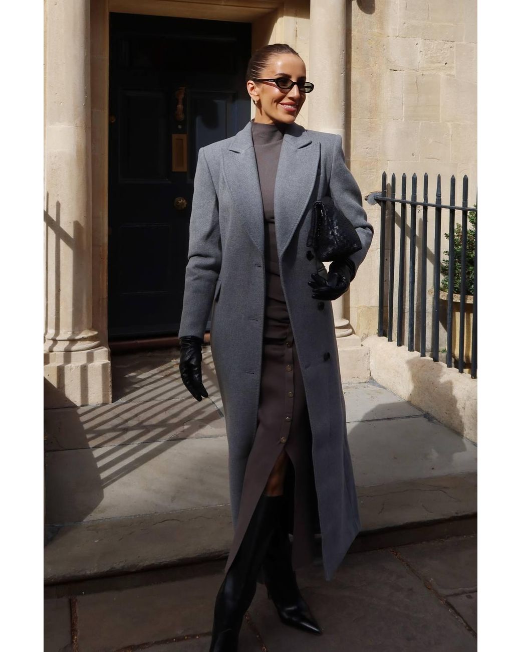 Karen Millen Gray Forever Wool Blend Tailored Fitted Maxi Coat