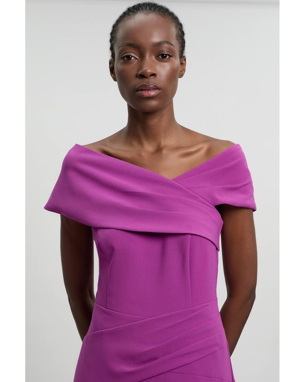 Karen Millen Purple Compact Stretch Viscose Bandeau Maxi Dress