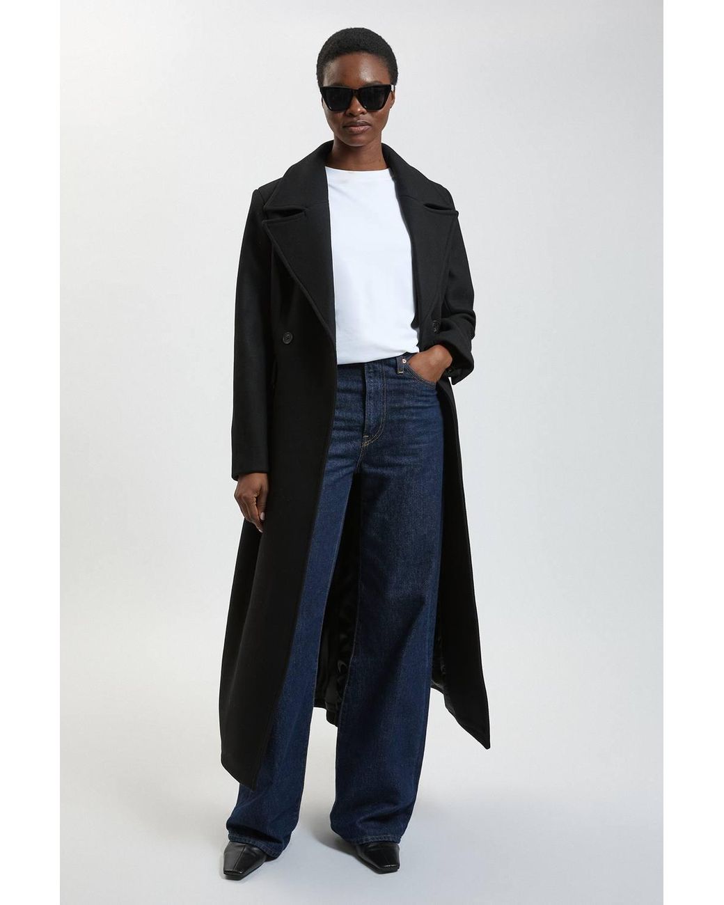 Karen Millen Blue Wool Tailored Flared Skirt Midi Coat