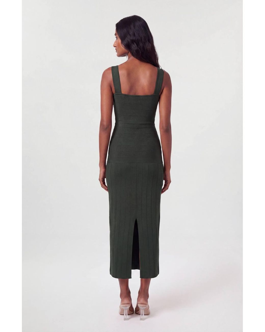 Karen Millen Green Figure Form Bandage Strappy Knit Maxi Dress