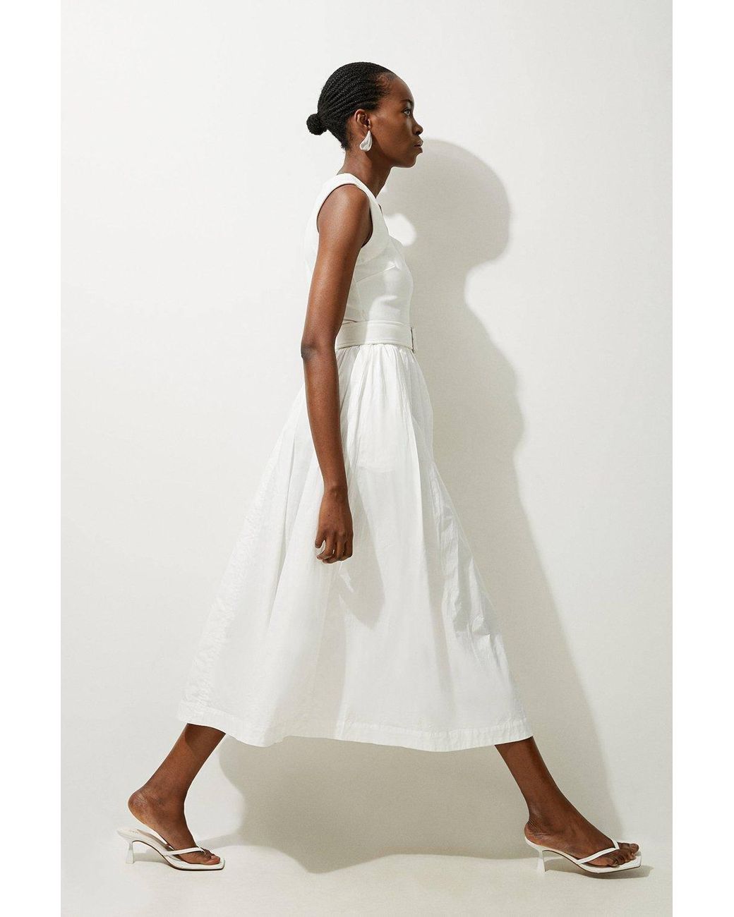 Karen Millen Gray Scoop Neck Jersey Cotton Mix Maxi Dress