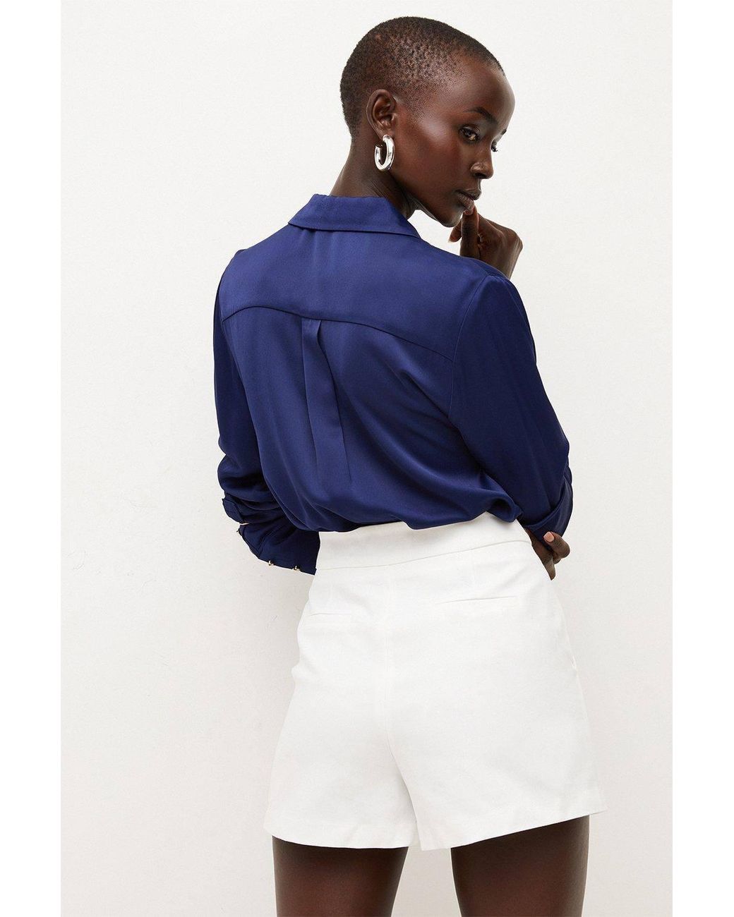 Karen Millen Natural Essential Cotton Techno Woven Shorts