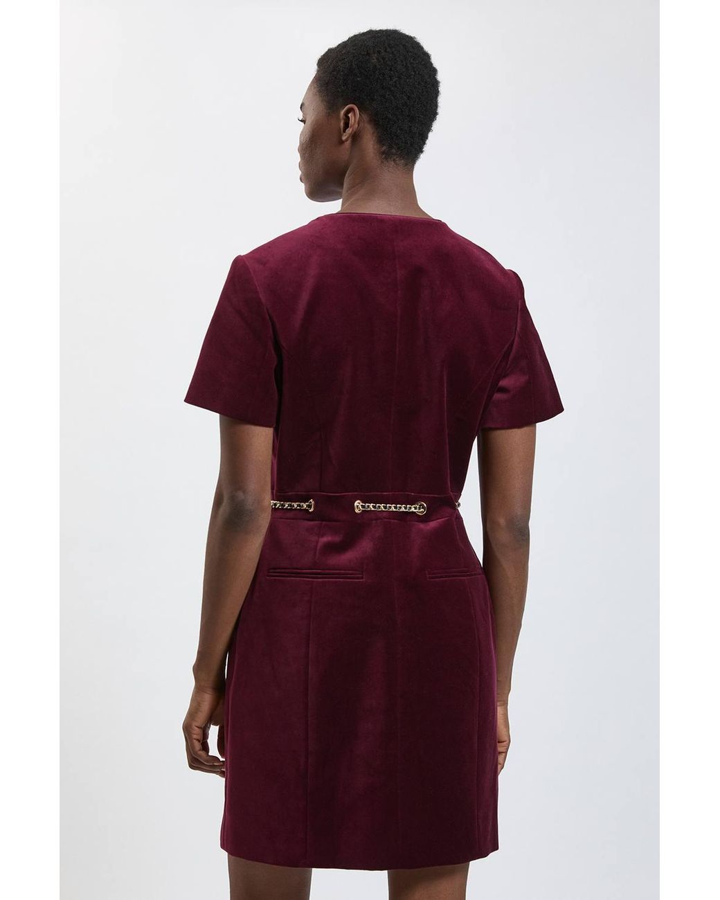 Karen Millen Tailored Velvet Button Through Mini Dress