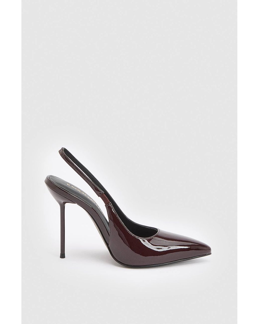 Karen Millen White Patent Leather Slingback Heeled Shoe
