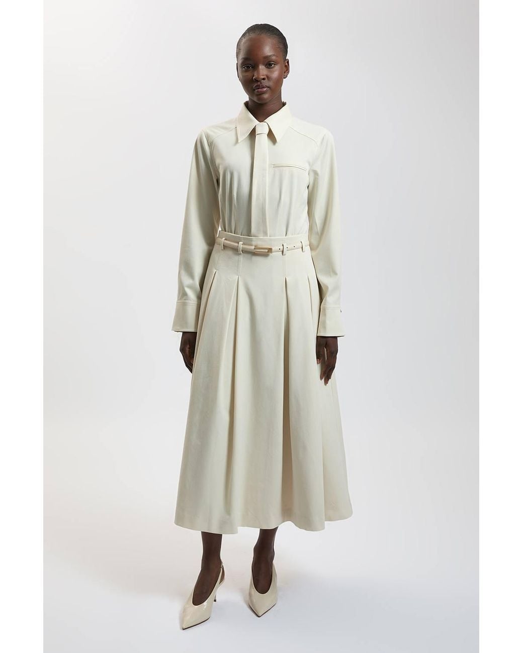 Karen Millen Natural Tailored Tie Neck Shirt