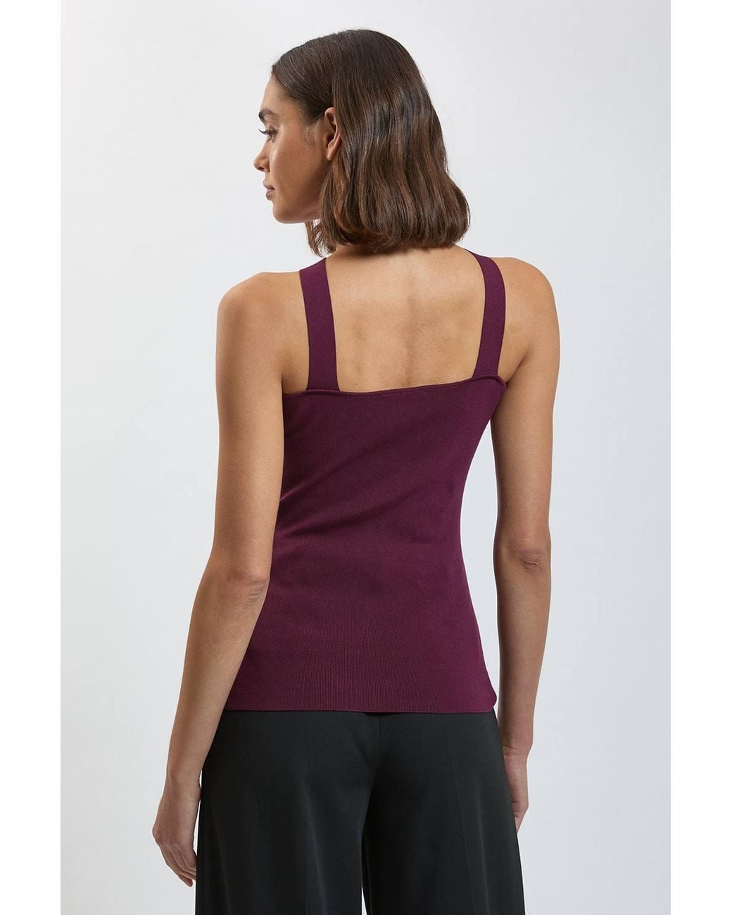Karen Millen Purple Lace Up Detail Knitted Top
