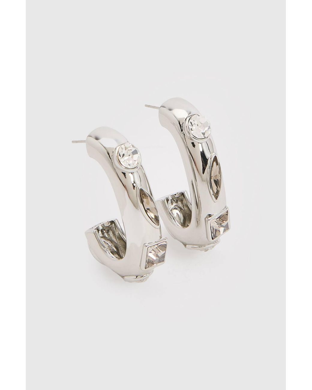 Karen Millen Brown Crystal Hoop Statement Earrings