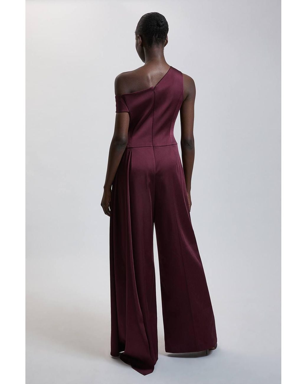 Karen Millen Tailored Satin Drape Asymmetric Jumpsuit