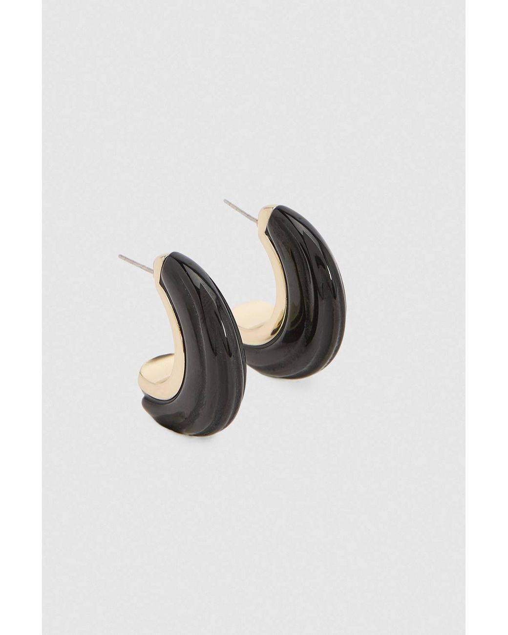 Karen Millen Black Tapered Resin Hoop Earrings