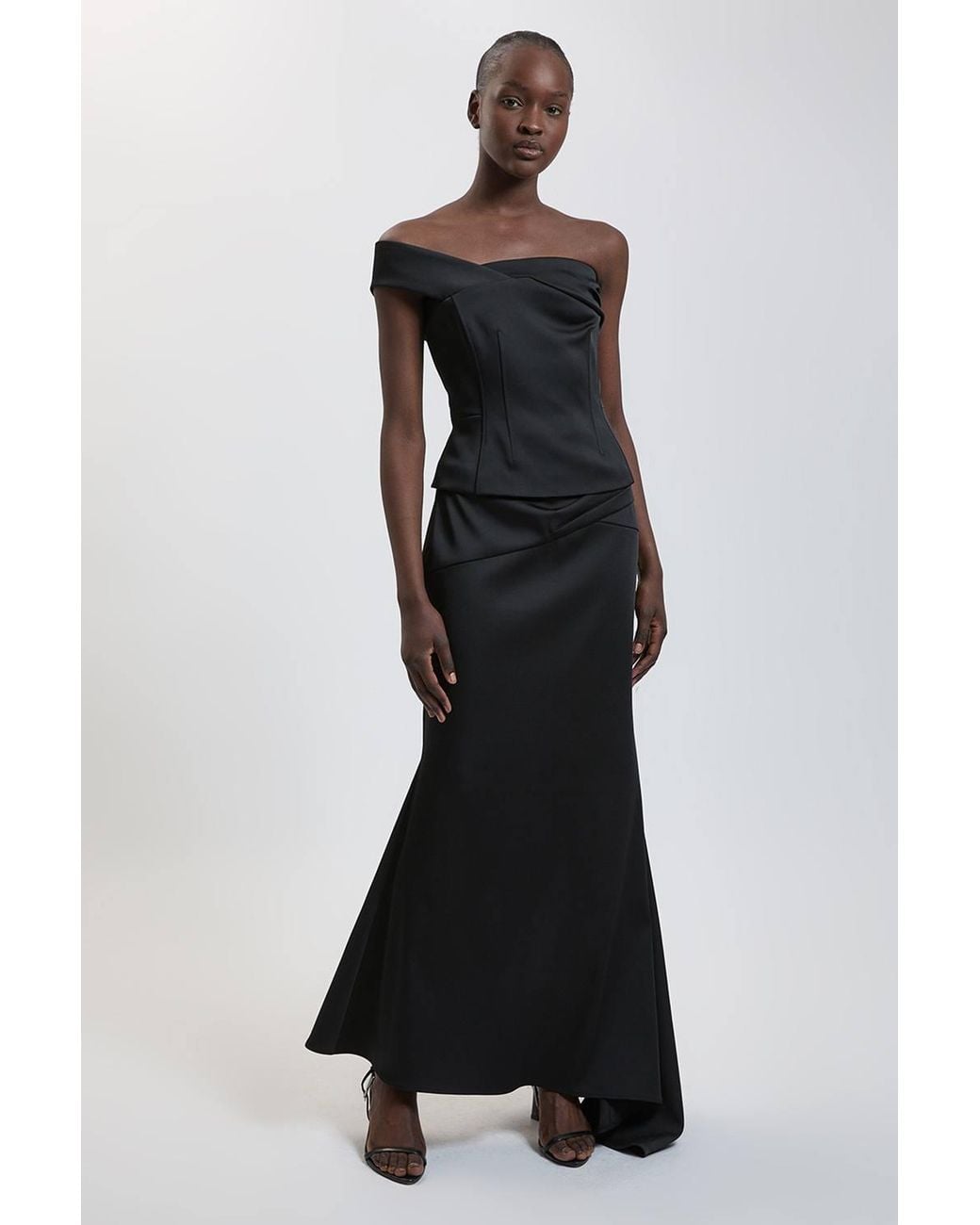 Karen Millen Black Tailored Satin Bodice Top