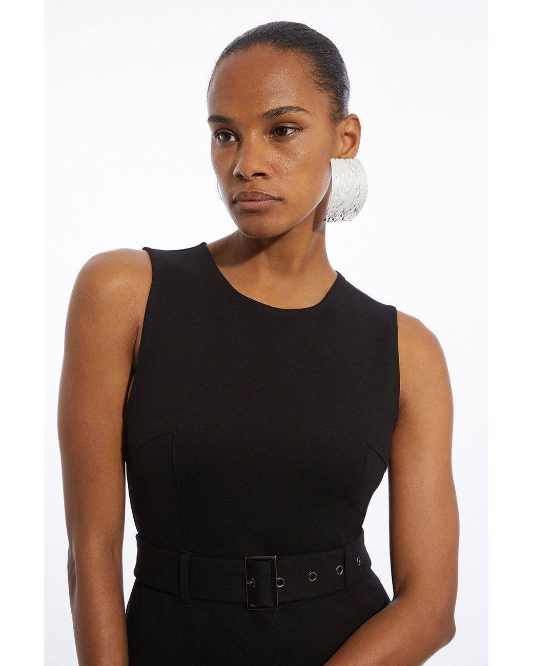 Karen Millen Black Wedding Guest Dresses Forever Ponte And Georgette Jersey Pleated Maxi Dress