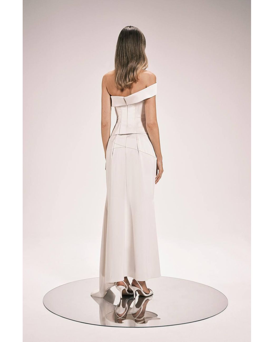 Karen Millen White Petite Tailored Satin Bodice Top