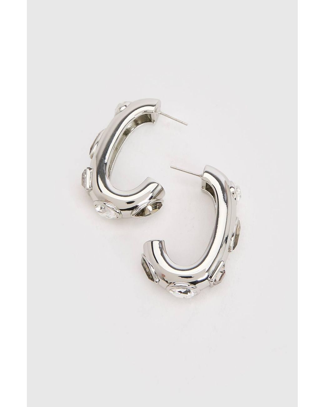 Karen Millen Brown Crystal Hoop Statement Earrings