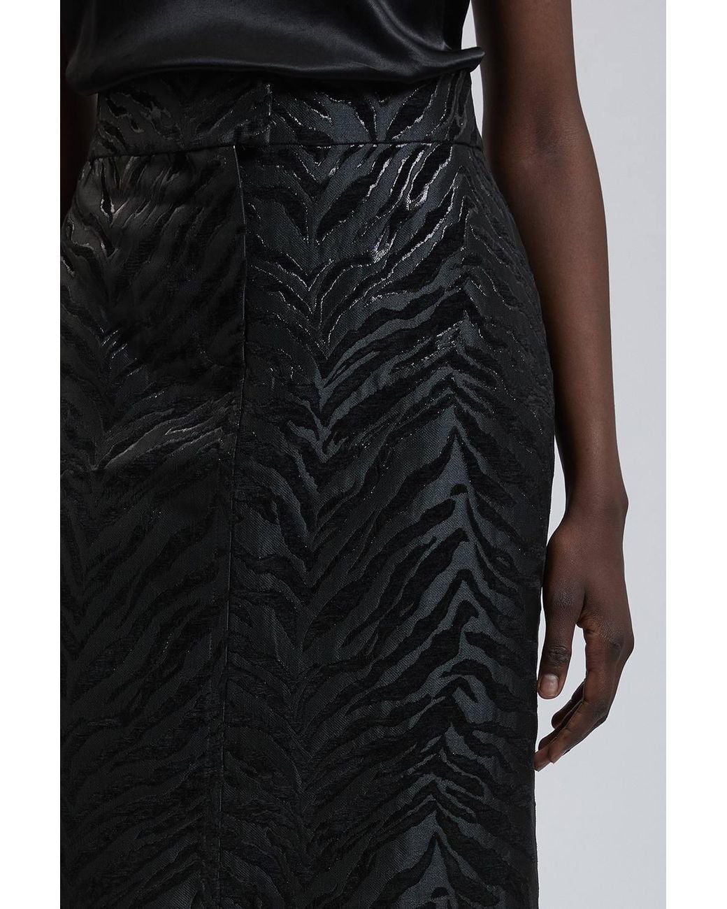 Karen Millen Black Zebra Jacquard Pencil Skirt