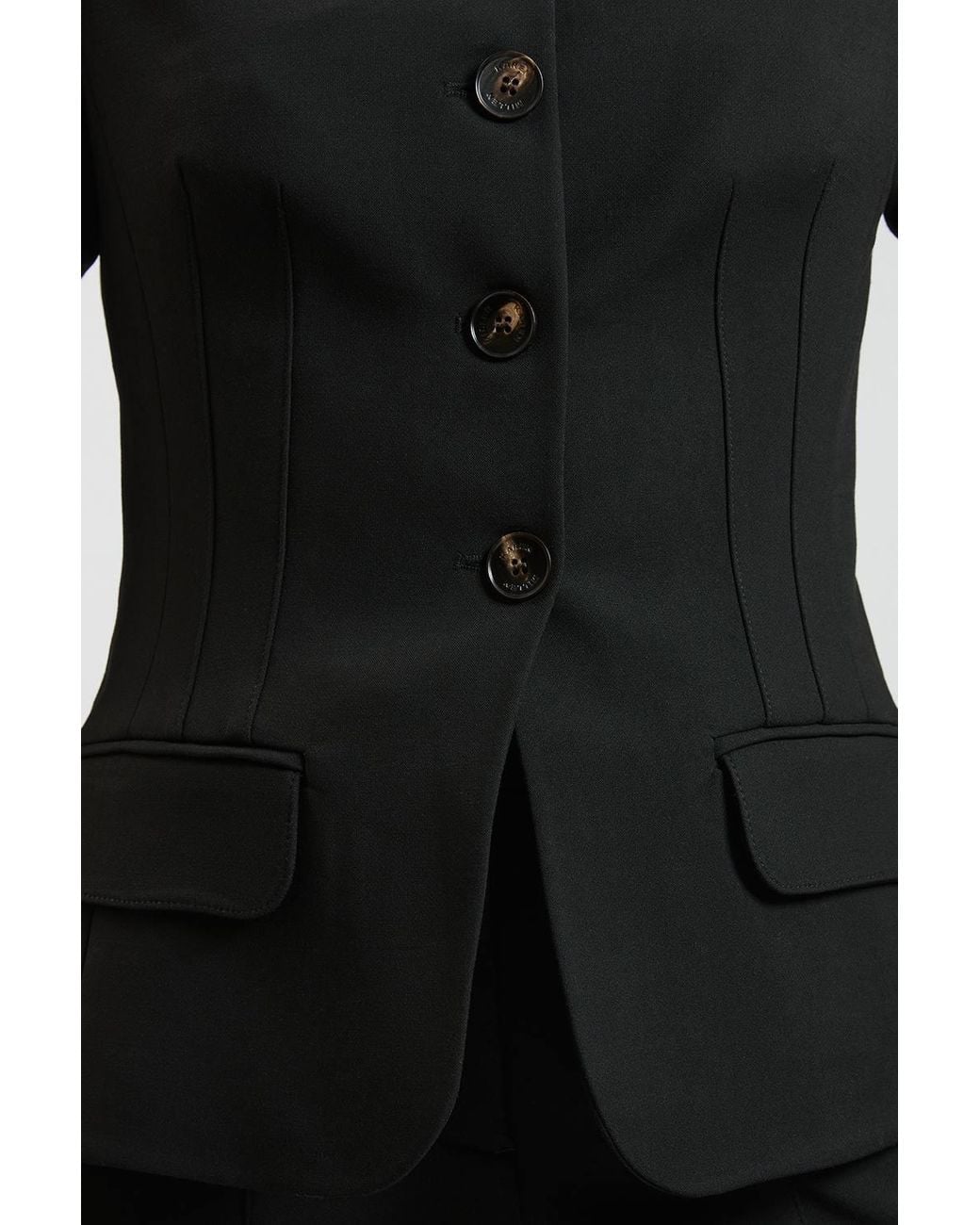 Karen Millen Black Compact Stretch Short Sleeve Jacket