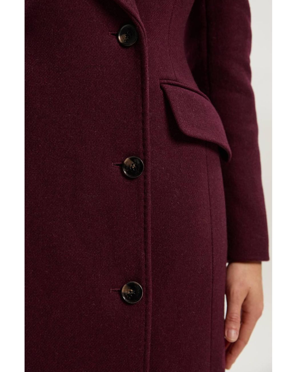 Karen Millen Purple Forever Wool Blend Tailored Fitted Maxi Coat