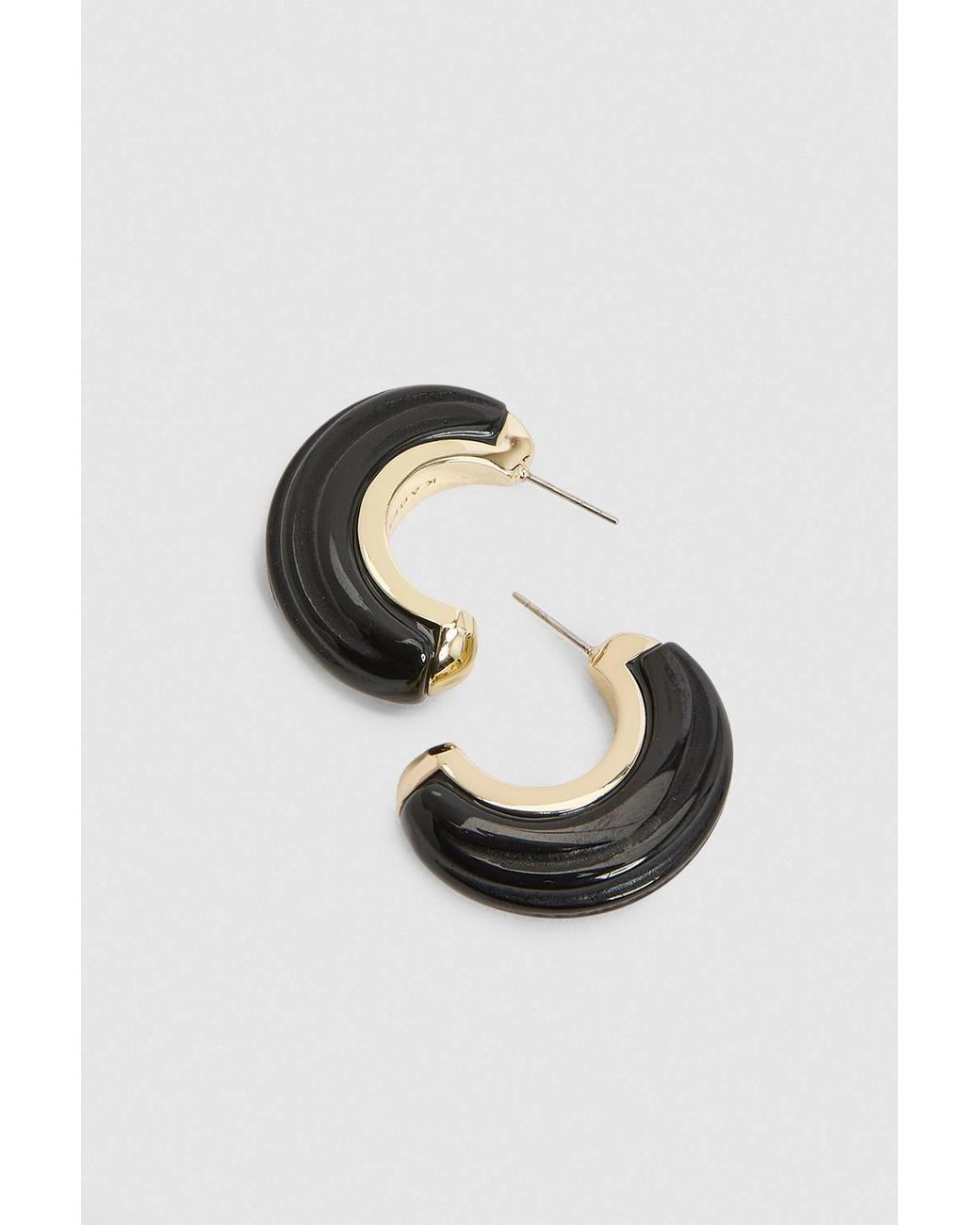 Karen Millen Black Tapered Resin Hoop Earrings